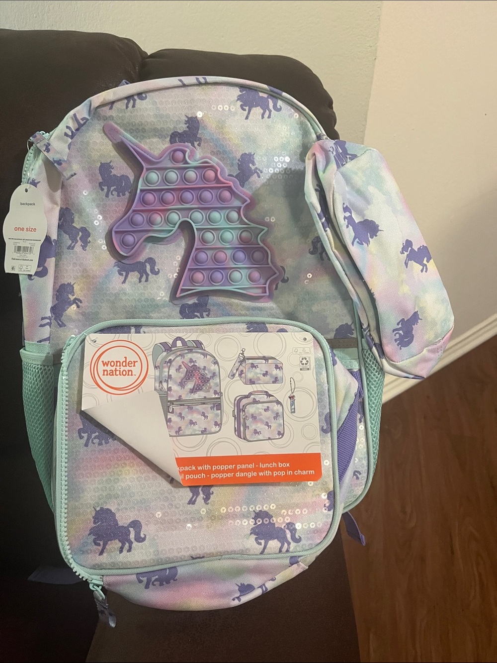 wonder nation Pastel Unicorn Pop-It Backpack in Lavender & Mint